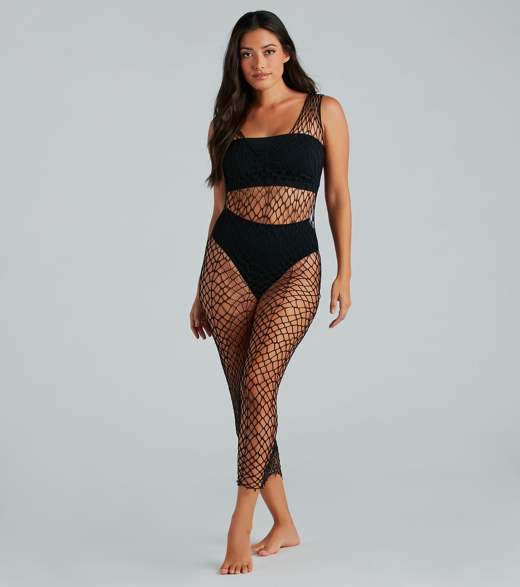 ♡FBHL♡ Stylishly-Sheer Long Fishnet Coverup Dress | Windsor