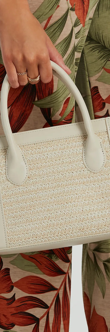 Boho Chic Crossbody Straw Tote Bag