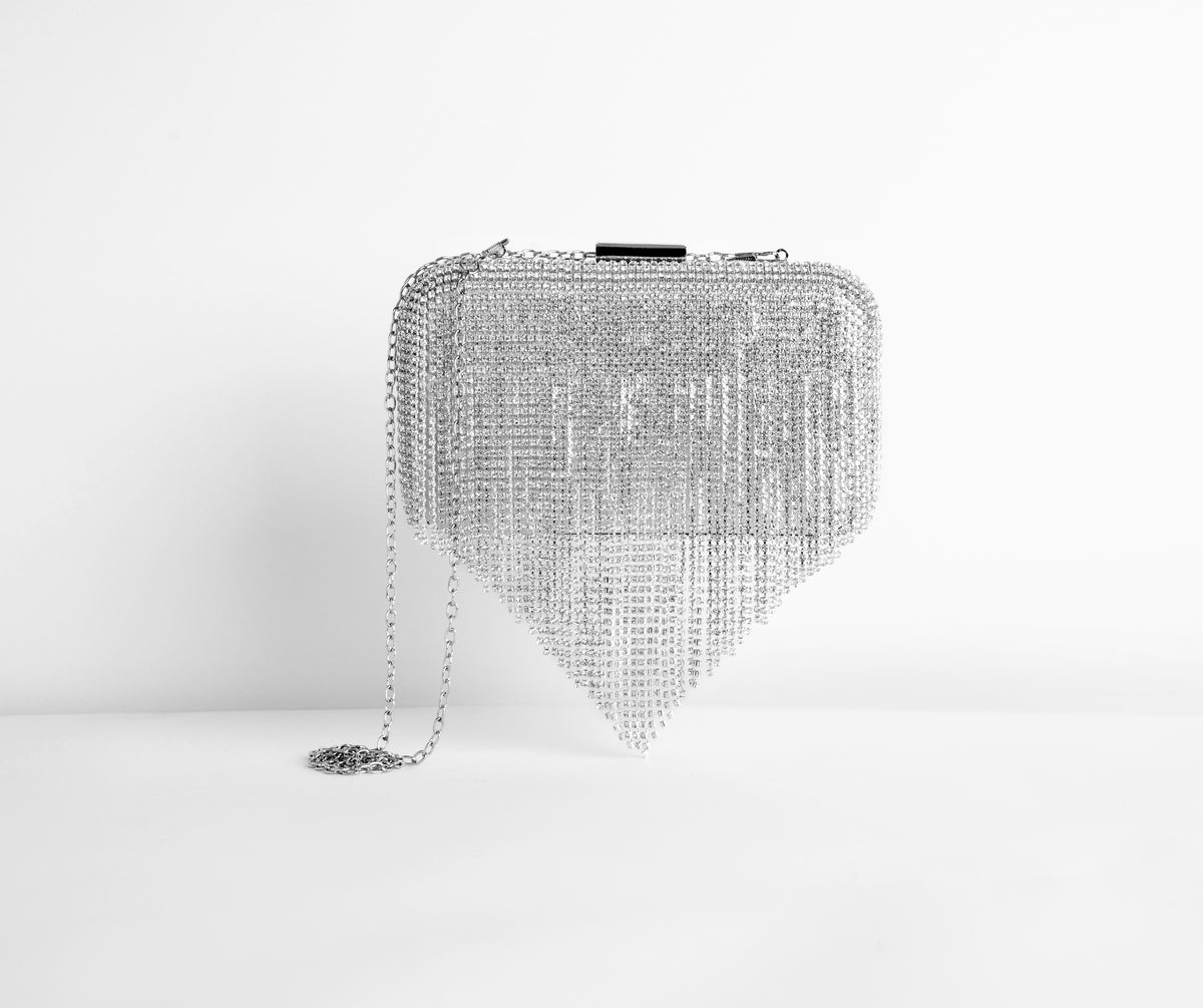Rhinestone Fringe Hard Clutch