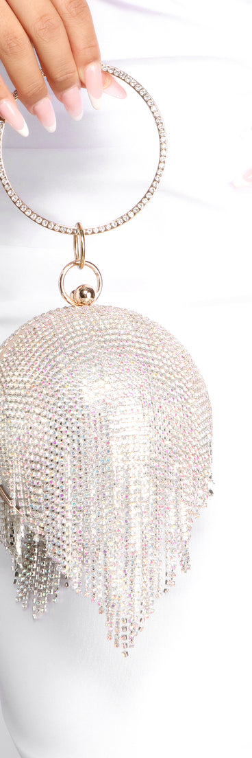Glamorous Life Rhinestone Fringe Sphere Clutch