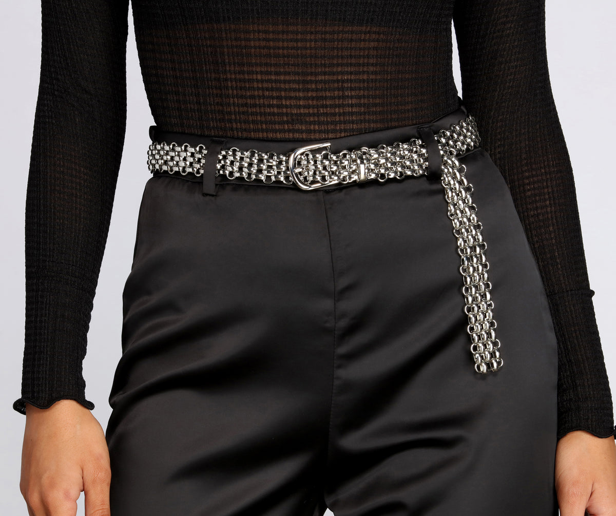 【Threetimes】 tht ribbon chain belt On Edge Woven Chain Belt | Windsor