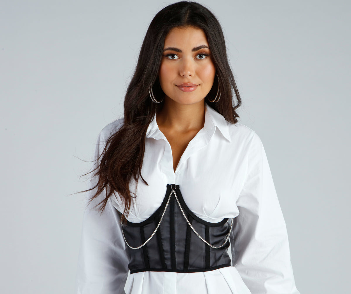 Sultry Glam Rhinestone Strap Underbust Bustier | Windsor