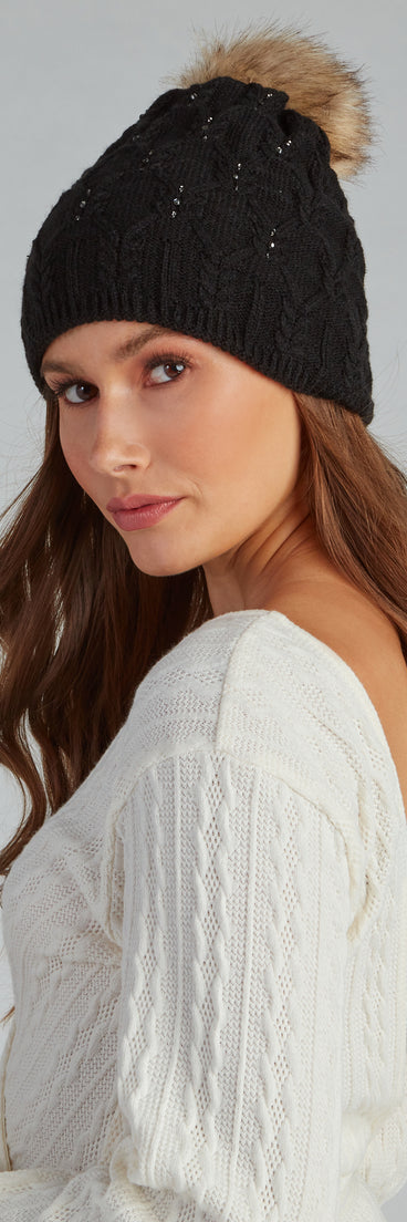 All the Blitz Rhinestone Knit Beanie