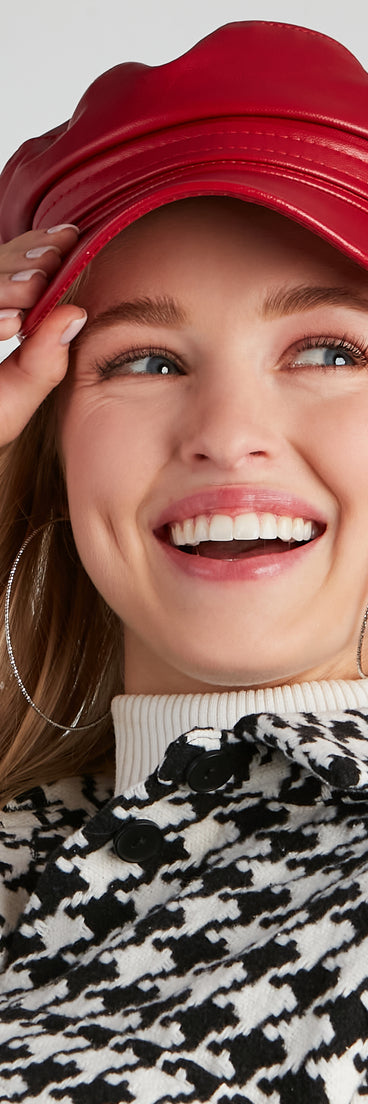 City Nights Faux Leather Cabby Hat