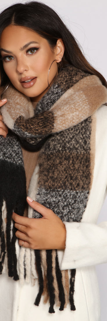 Cuddle Weather Plaid Fringe Blanket Scarf