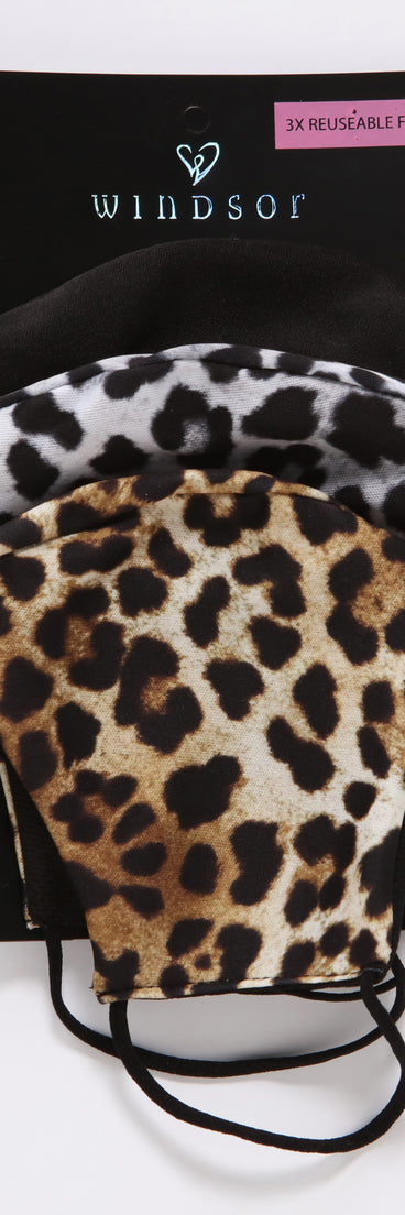 Three Pack Leopard Print Face Mask