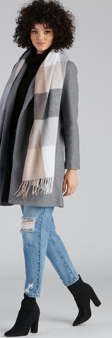 Big City Chic Plaid Fringe Scarf for 2022 festival outfits, festival dress, outfits for raves, concert outfits, and/or club outfits