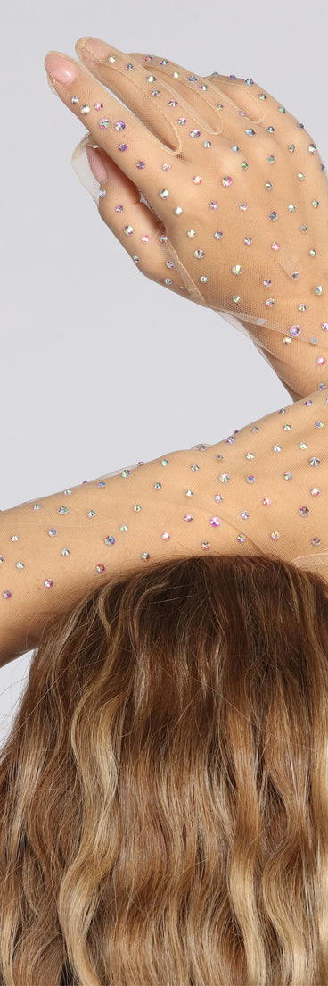 Rhinestone Mesh Gloves for 2022 festival outfits, festival dress, outfits for raves, concert outfits, and/or club outfits