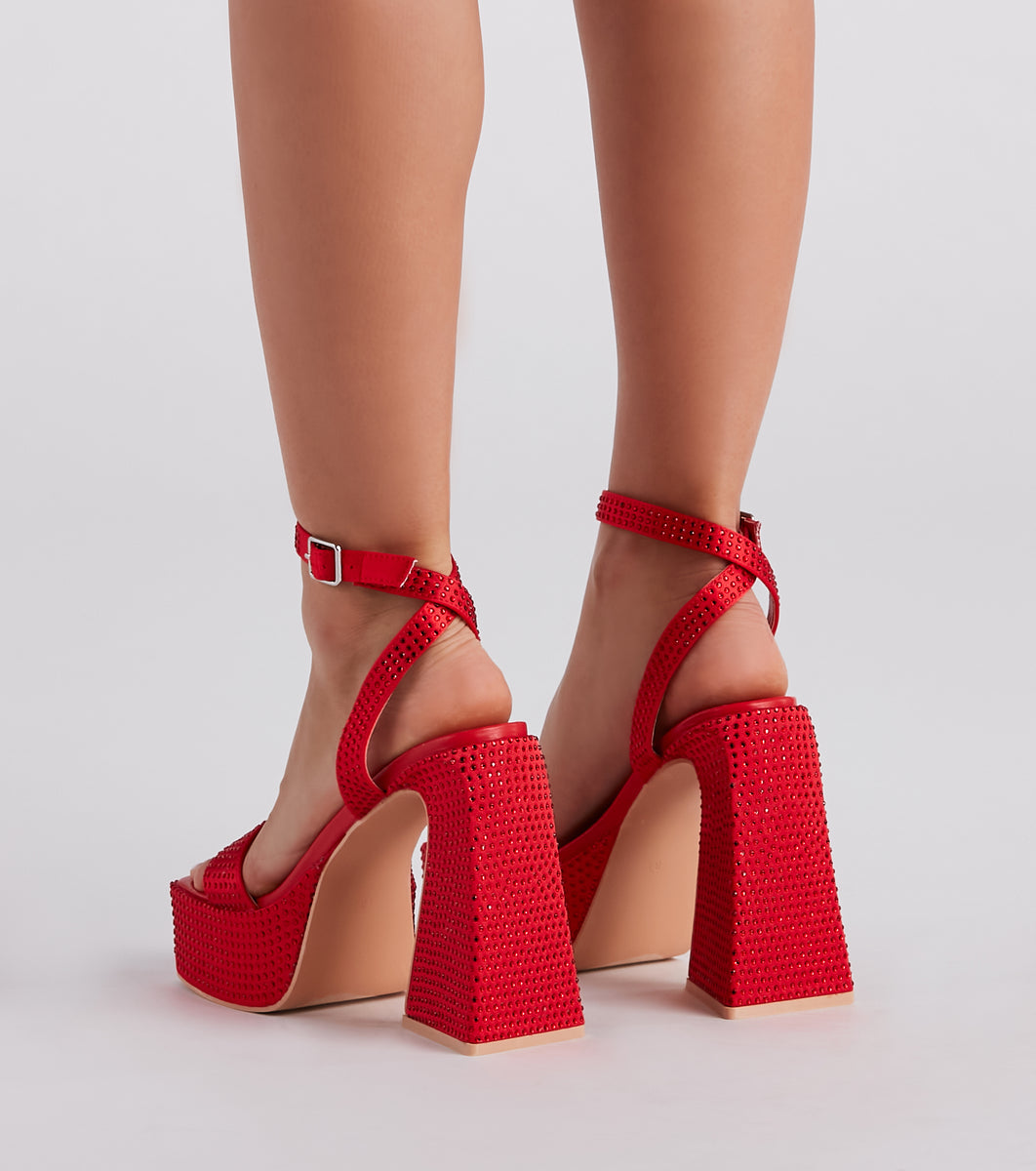 Gold Rhinestone Platform Heel