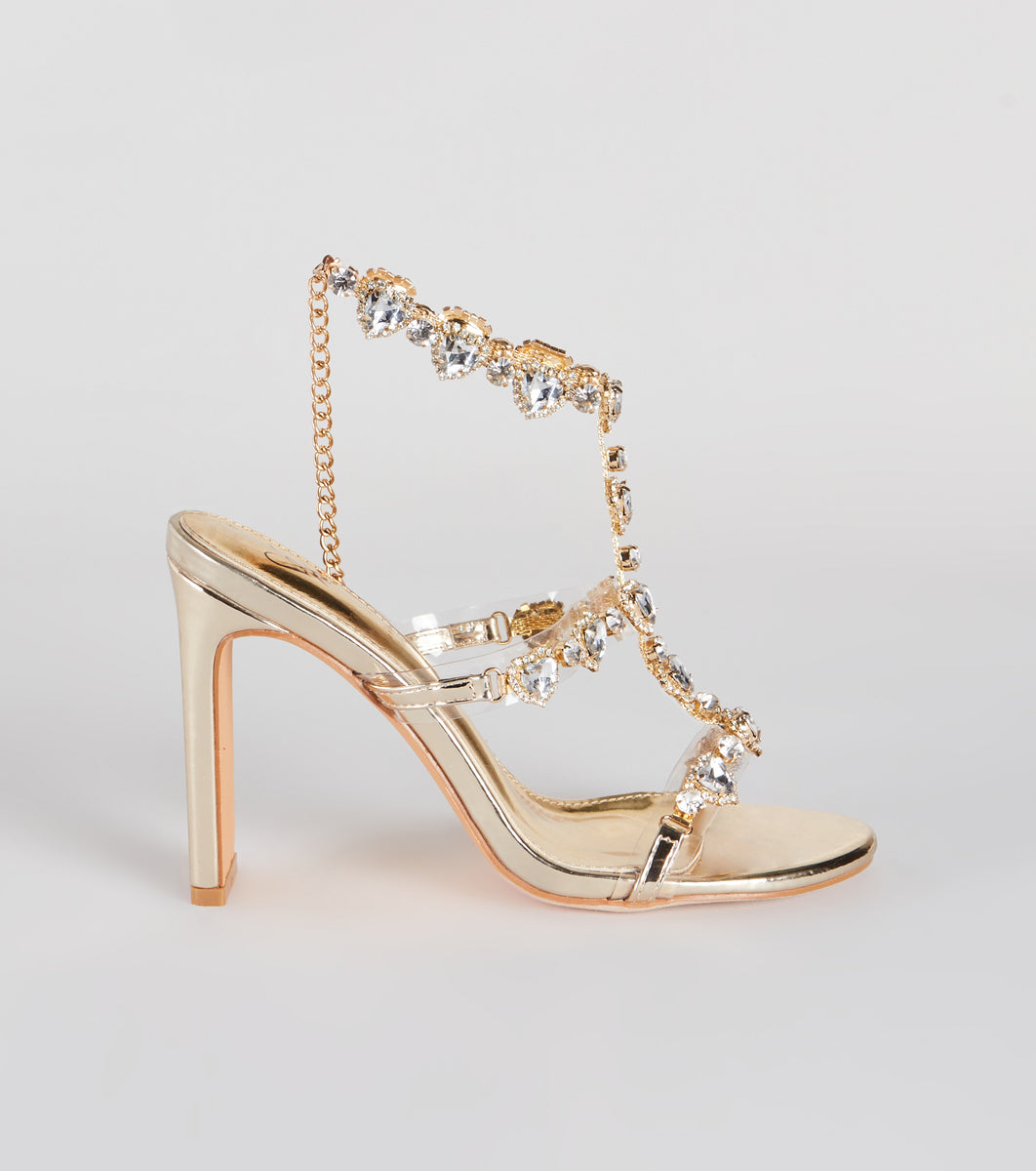 Uncovered Gemstone Metallic Block Heels & Windsor