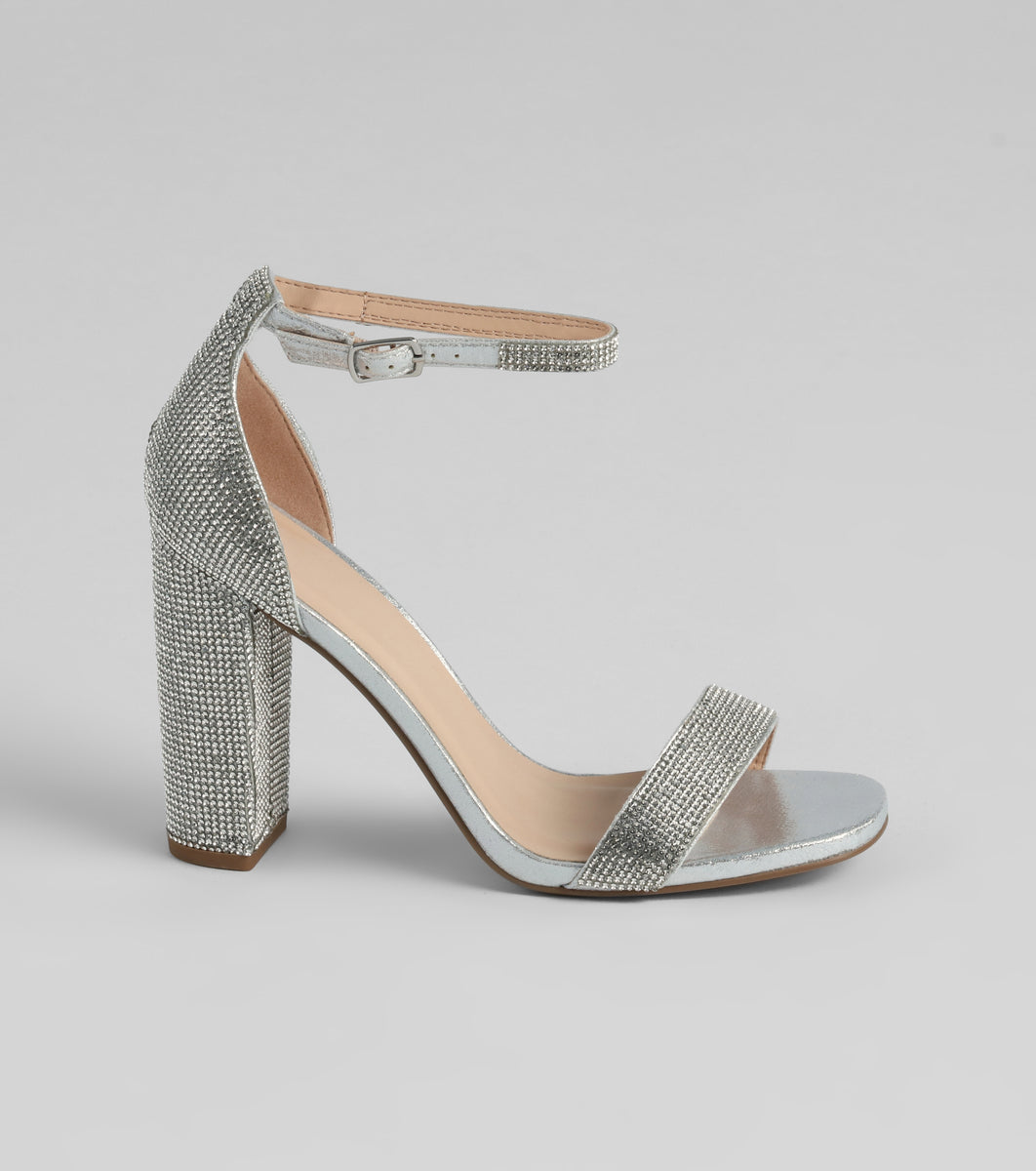 Shine Always Rhinestone Block Heels | Windsor