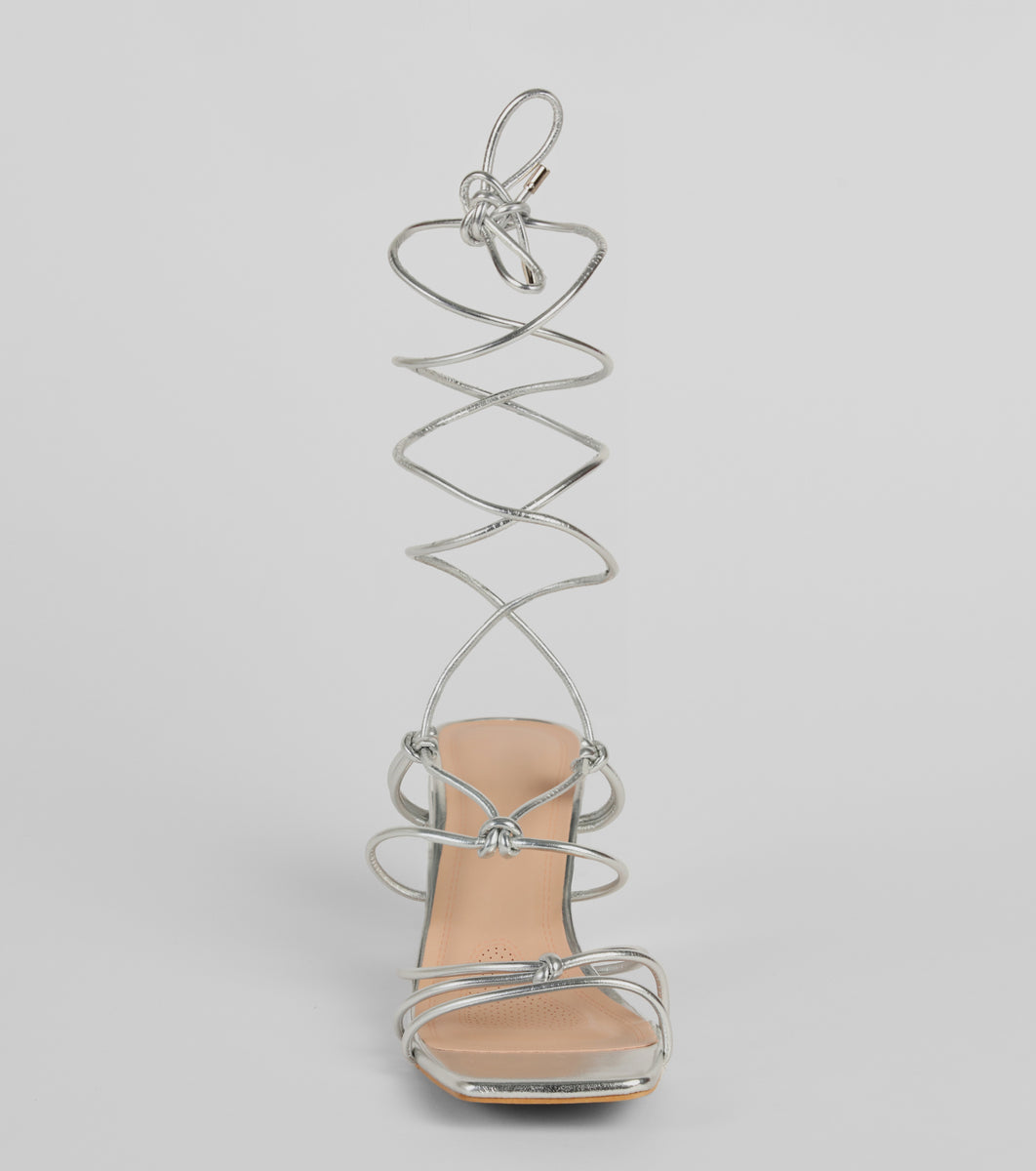 Come Around Metallic Lace-Up Block Heels | Windsor