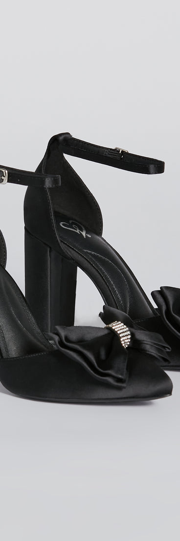 Statement Making Satin Bow Block Heel Pumps