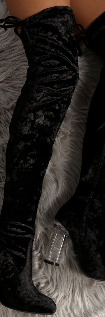 Velvet Thigh High Boots for 2022 festival outfits, festival dress, outfits for raves, concert outfits, and/or club outfits
