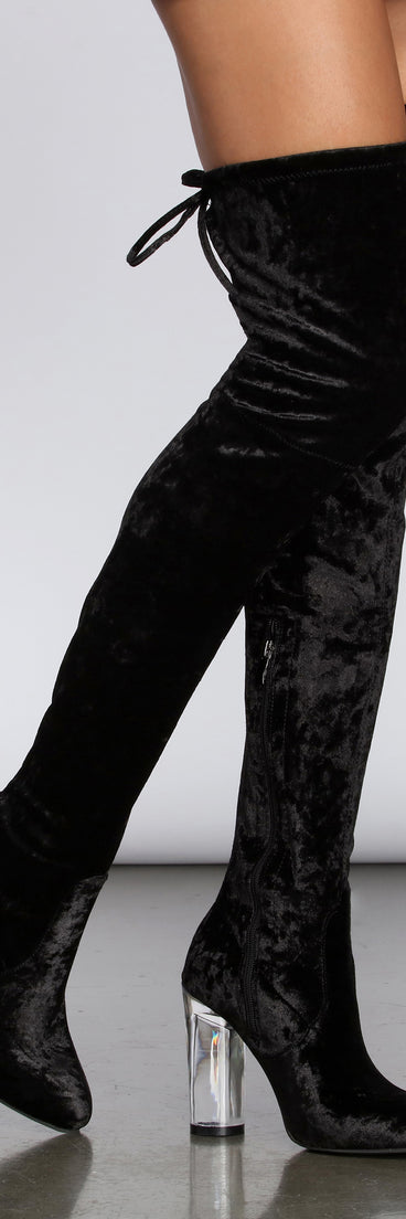 Velvet Thigh High Boots for 2022 festival outfits, festival dress, outfits for raves, concert outfits, and/or club outfits