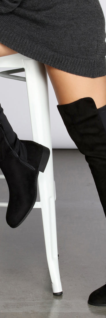 Flat Thigh High 50/50 Boots for 2022 festival outfits, festival dress, outfits for raves, concert outfits, and/or club outfits