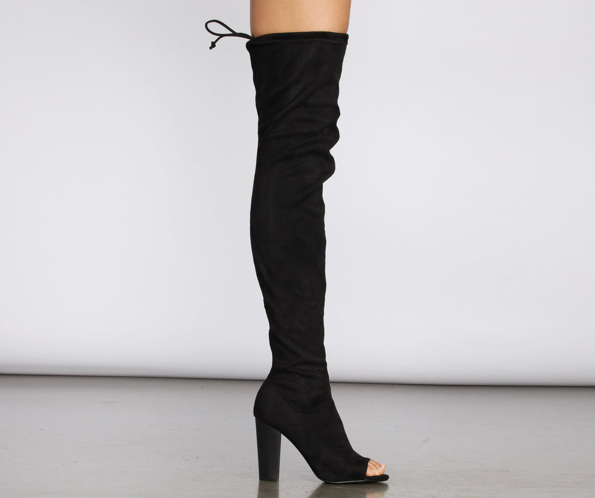 peep toe thigh high boots size 11