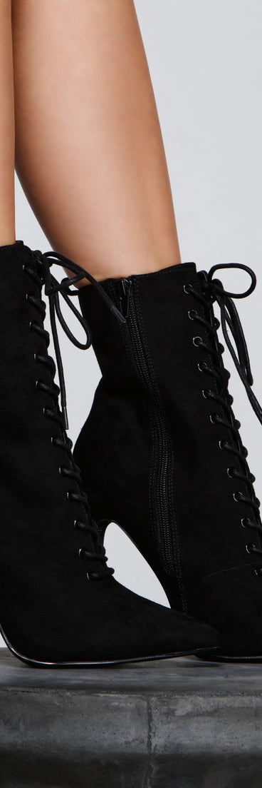 Get To The Point Lace-Up Pointed Toe Booties are chic ladies' shoes to complete your best 2023 outfits. They come in a variety of trendy women's shoe styles like platforms and dressy low-heels, & are available in wide widths for better comfort.