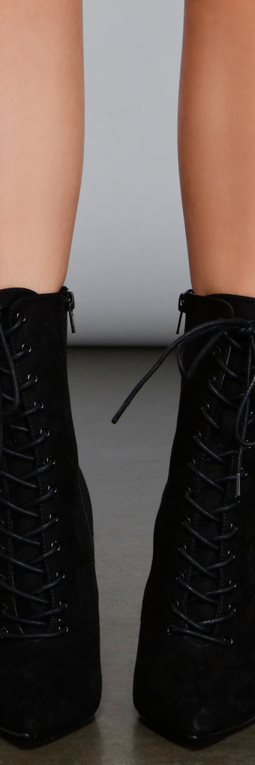 Get To The Point Lace-Up Pointed Toe Booties are chic ladies' shoes to complete your best 2023 outfits. They come in a variety of trendy women's shoe styles like platforms and dressy low-heels, & are available in wide widths for better comfort.