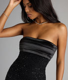Feel ready for every dance floor moment or feed-worthy reel in the Fatima Strapless Beaded Bodycon Mini Dress, a homecoming dress designed to own your moment.