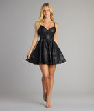 Feel ready for every dance floor moment or feed-worthy reel in the Linda Lace-Up Glitter Sequin Skater Party Dress, a homecoming dress designed to own your moment.