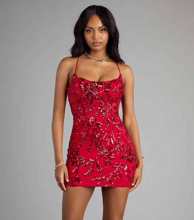 Camila Sequin Lace-Up Bodycon Mini Dress