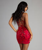 Camila Sequin Lace-Up Bodycon Mini Dress