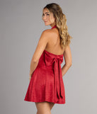 Anika Glitter Bow Skater Mini Dress
