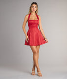 Anika Glitter Bow Skater Mini Dress