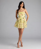 Emilliana Lace-Up Floral Embroidered Skater Dress