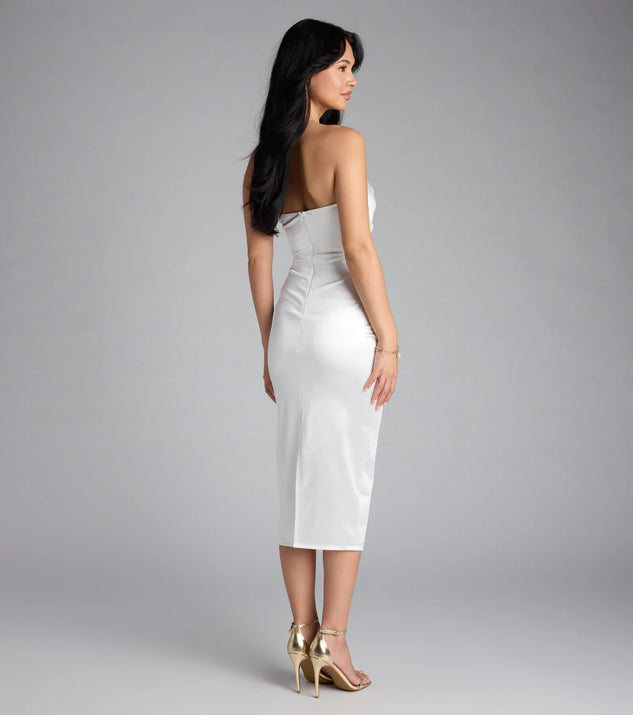Krissy Satin Bodycon Formal Midi Dress | Windsor Krissy Satin Bodycon Formal Midi Dress | Windsor