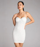 A stunning pick for an engagement photoshoot outfit or autumn wedding guest dress, this fall formal dress showcases the Clarissa Rhinestone And Pearl Mini Dress in white with a graceful silhouette that captures the moment.