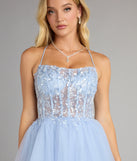 Elodie Floral Embroidered Mesh Skater Dress