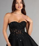 Feel ready for every dance floor moment or feed-worthy reel in the Carla Corset Tulle A-Line Mini Dress, a homecoming dress designed to own your moment.