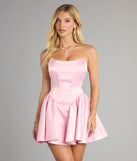 Maire Satin Strapless Skater Dress