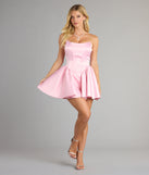 Maire Satin Strapless Skater Dress