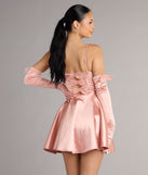 Juliette Satin Corset Short Dress With Gloves