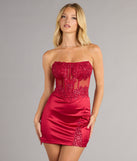Abrianna Satin Corset Mini Dress