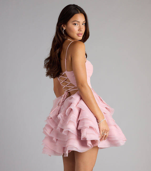 Eden Lace-Up Layered Skater Dress | Windsor
