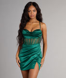 Mallory Rhinestone Satin Corset Mini Dress