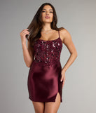Feel ready for every dance floor moment or feed-worthy reel in the Angeline Corset Satin Mini Dress, a homecoming dress designed to own your moment.