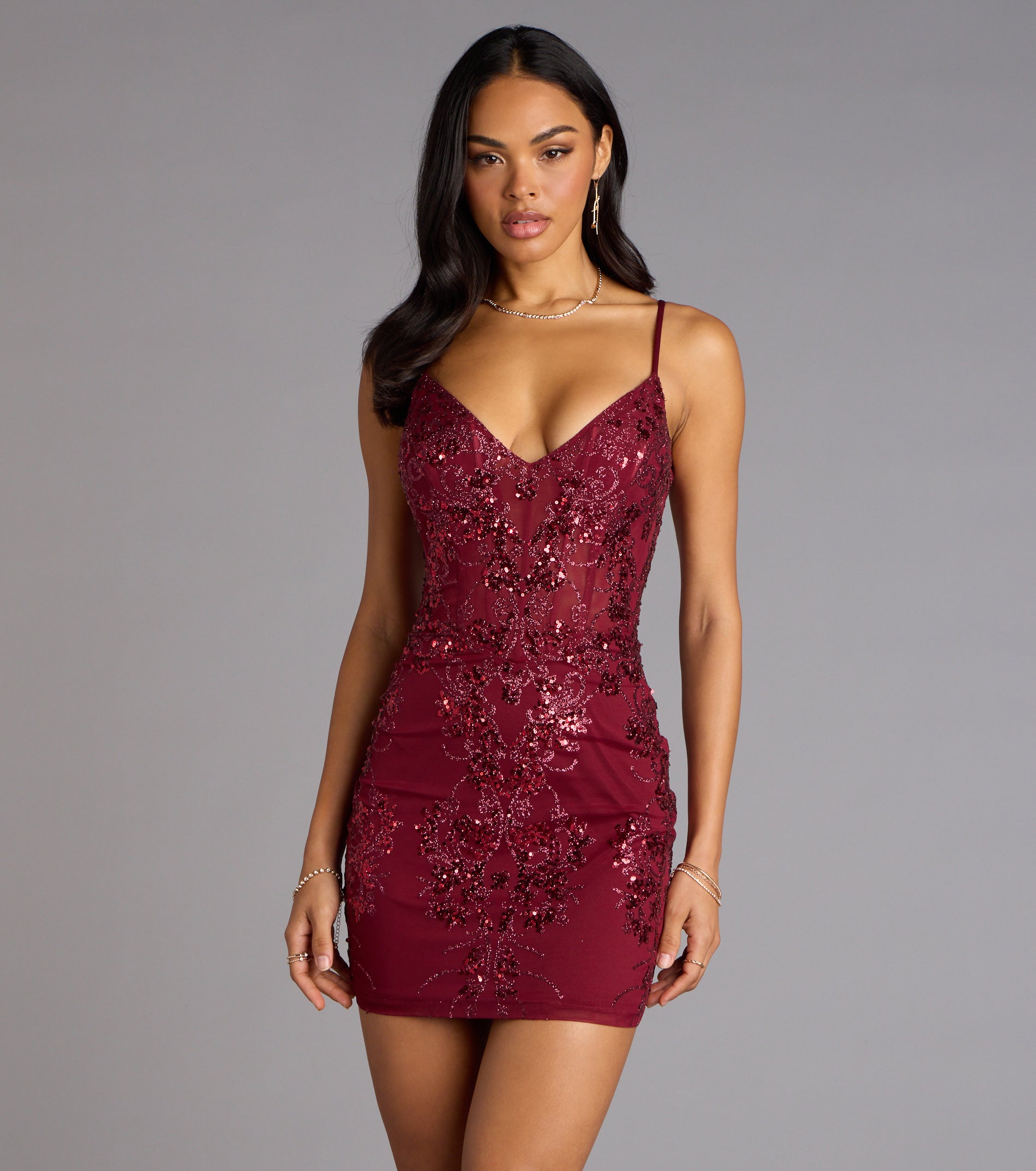 Jovie Sequin Glitter Sheer Mesh Mini Dress | Windsor