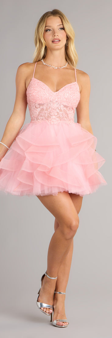 The Jordan Corset Ruffled A-Line Short Dress is your new go-to Windsor dress—effortless, versatile, and made to update your fall style in seconds.