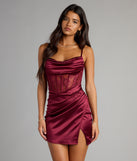 Feel ready for every dance floor moment or feed-worthy reel in the Hillary Satin Corset Lace-Up Mini Dress, a homecoming dress designed to own your moment.