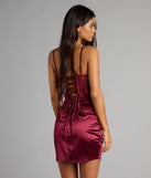 Feel ready for every dance floor moment or feed-worthy reel in the Hillary Satin Corset Lace-Up Mini Dress, a homecoming dress designed to own your moment.
