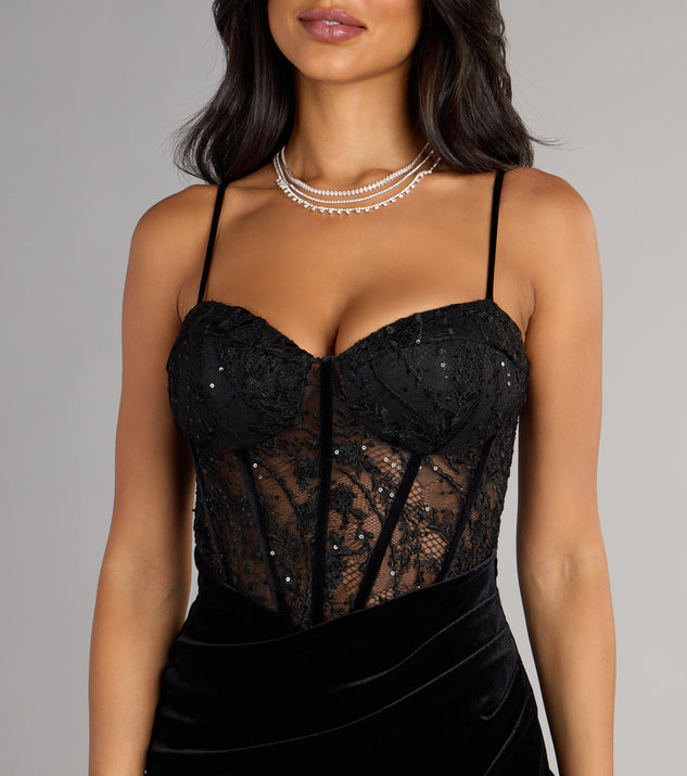 Sandra Lace Sequin Corset Velvet Mini Dress | Windsor