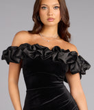 Lia Satin Ruffle Off-The-Shoulder Velvet Mini Dress