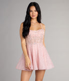Athena Glitter Corset Lace-Up Skater Dress