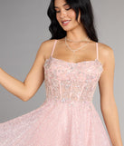 Athena Glitter Corset Lace-Up Skater Dress
