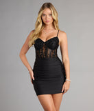 Feel ready for every dance floor moment or feed-worthy reel in the Masie Lace Corset Lace-Up Mini Dress, a homecoming dress designed to own your moment.